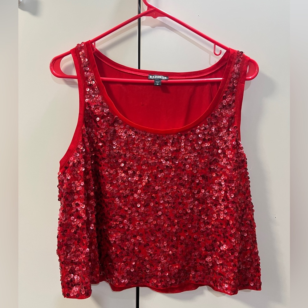 Sleeveless sequin crop top